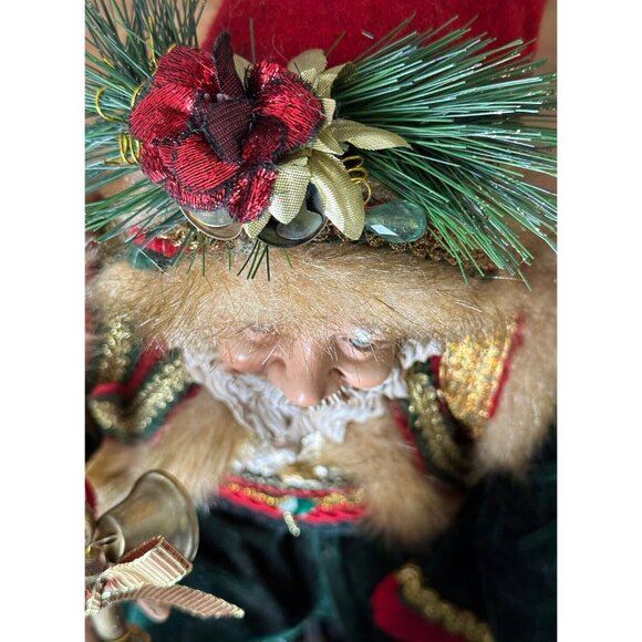 Vtg Old World Santa Claus Riding Bicycle Bike Lg 21” Christmas Decor Composite - Picture 12 of 16